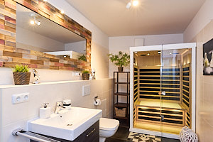 Badezimmer einer Ferienwohnung in Grömitz
