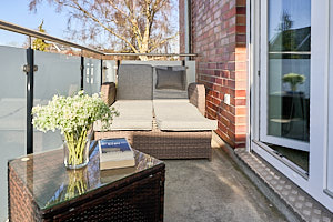 Sitzecke auf dem Balkon, Ferienwohnung in Grömitz